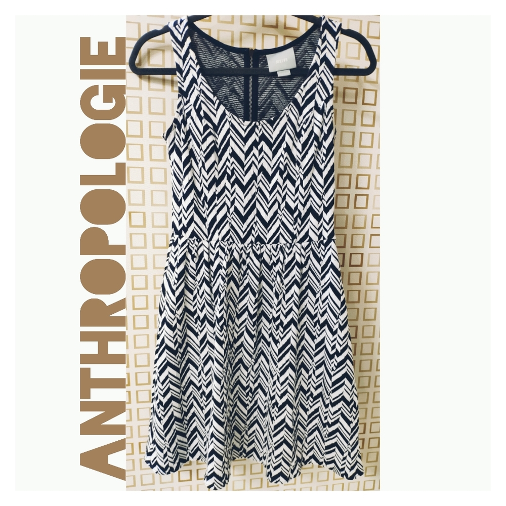 Anthropologie Maeve Zigzag Chevron Fit Flare Dress